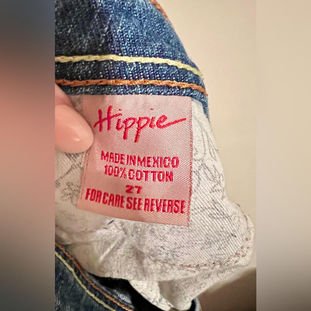 Women’s/Junior’s Vintage Hippie Brand Denim Jean Raw Hem Mini Skirt Size 27 or 5 - Picture 13 of 14